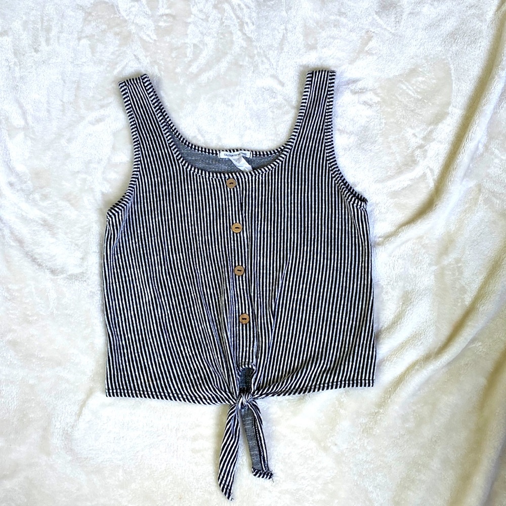 Caution to the wind black and white striped top